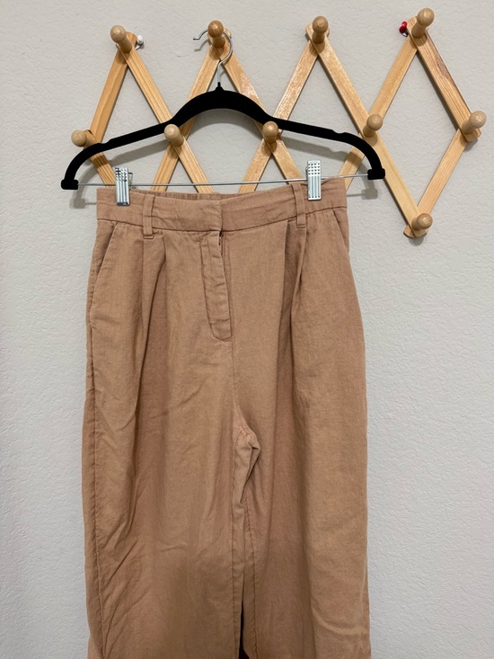 Abercrombie & Fitch Brown Tan Pleated Wide Leg Trousers Size XS Short - Picture 3 of 7